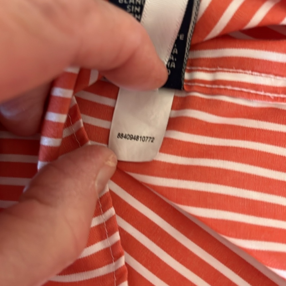 Chaps Ralph Lauren Orange Stripe No Iron Long Sleeve Collar Button Down Shirt XL - Picture 5 of 13